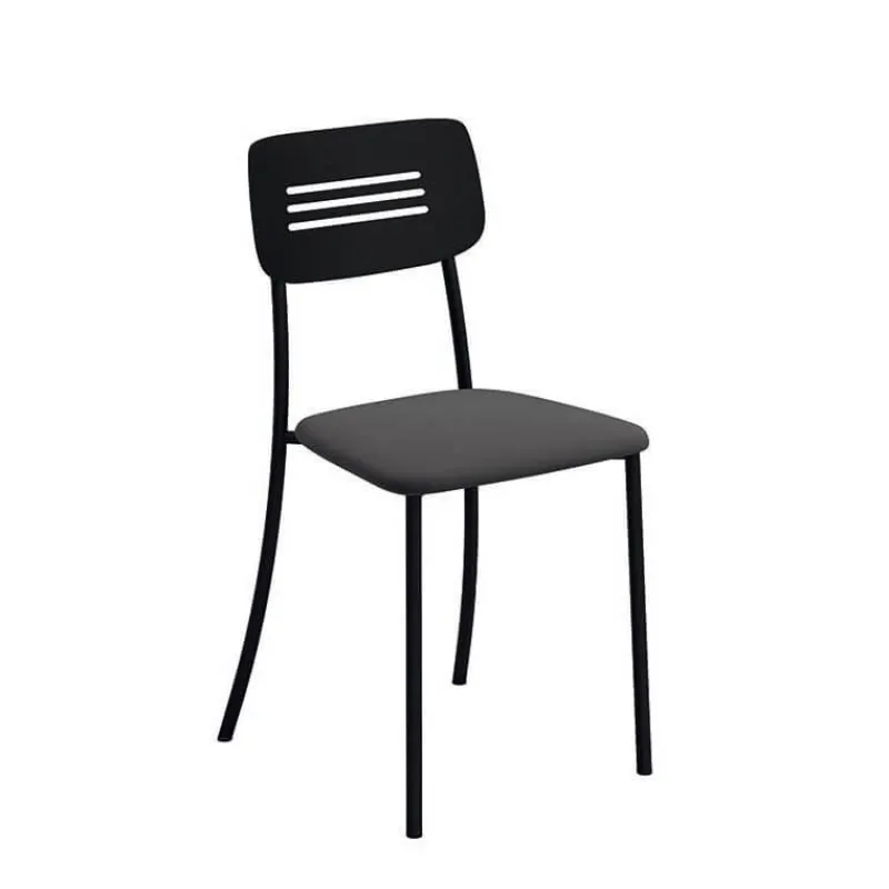 Perfecta Miro 2 Chaise de cuisine en simili rembourrée avec pieds et dossier strié en métal> Chaise De Cuisine