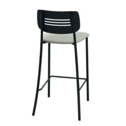 Perfecta Miro Tabouret snack de cuisine en simili rembourré avec dossier strié en métal> Tabouret Snack (assise +/- 65 Cm)|Tabouret De Bar (assise +/- 80 Cm)