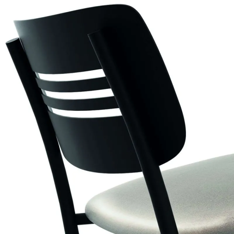 Perfecta Miro Tabouret snack de cuisine en simili rembourré avec dossier strié en métal> Tabouret Snack (assise +/- 65 Cm)|Tabouret De Bar (assise +/- 80 Cm)