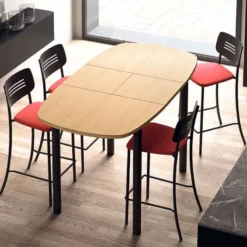 Perfecta Miro Tabouret snack de cuisine en simili rembourré avec dossier strié en métal><noscript><img width=