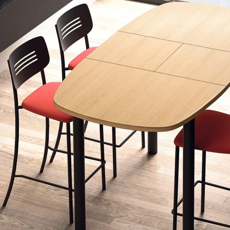 Perfecta Miro Tabouret snack de cuisine en simili rembourré avec dossier strié en métal> Tabouret Snack (assise +/- 65 Cm)|Tabouret De Bar (assise +/- 80 Cm)