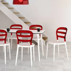 Miss Bibi Chaise moderne en polycarbonate transparent et polypropylène><noscript><img width=