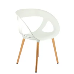 Moema Fauteuil design italien coque ajourée en technopolymère et pieds en bois><noscript><img width=