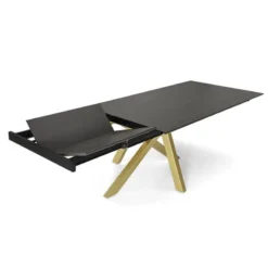 Pure design Moon Table design extensible en Dekton avec pied central><noscript><img width=