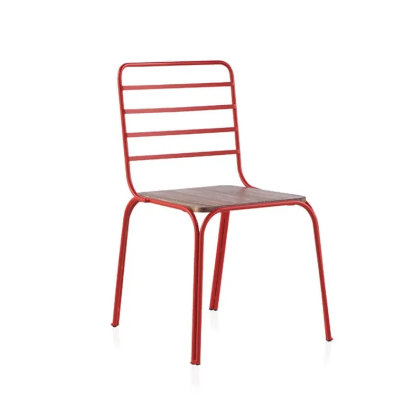 Jayso Nantes Chaise en métal vintage assise bois> Chaise De Cuisine|Chaise De Salle à Manger