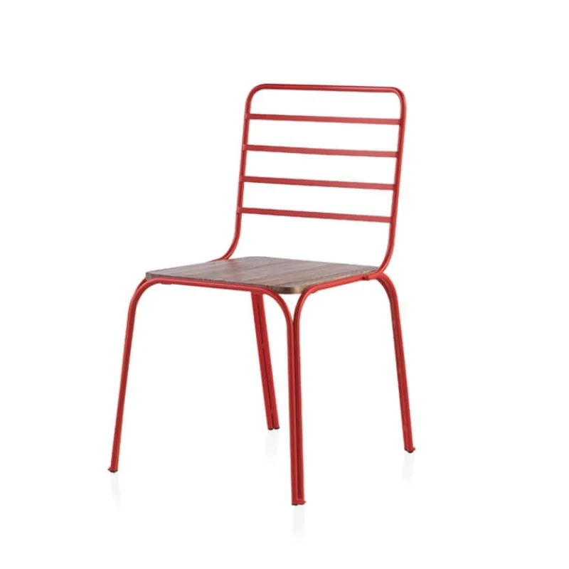 Jayso Nantes Chaise en métal vintage assise bois> Chaise De Cuisine|Chaise De Salle à Manger