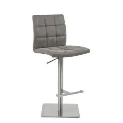 NantesTabouret ajustable en hauteur coque matelassée et structure en acier brossé> Tabouret Snack (assise +/- 65 Cm)|Tabouret De Bar (assise +/- 80 Cm)