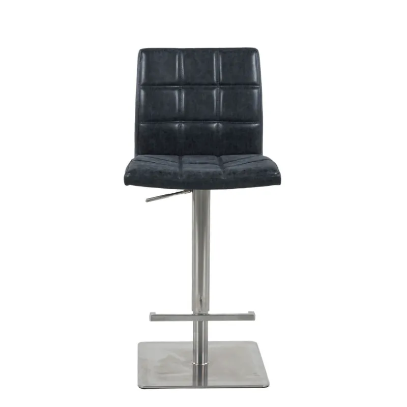 NantesTabouret ajustable en hauteur coque matelassée et structure en acier brossé> Tabouret Snack (assise +/- 65 Cm)|Tabouret De Bar (assise +/- 80 Cm)