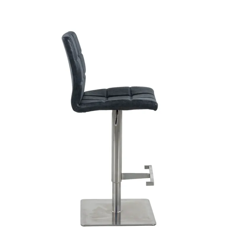 NantesTabouret ajustable en hauteur coque matelassée et structure en acier brossé> Tabouret Snack (assise +/- 65 Cm)|Tabouret De Bar (assise +/- 80 Cm)