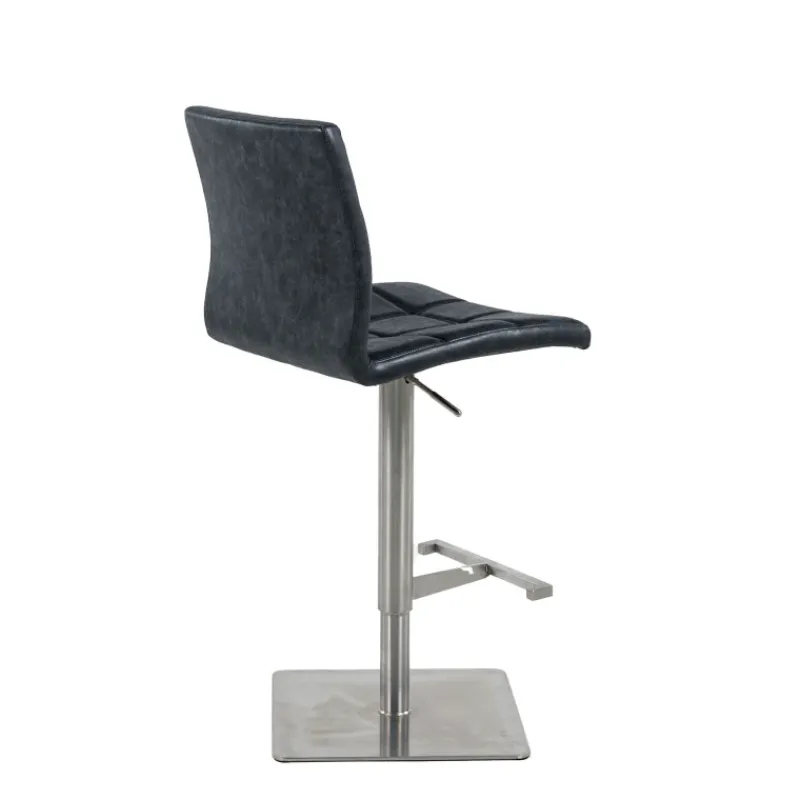 NantesTabouret ajustable en hauteur coque matelassée et structure en acier brossé> Tabouret Snack (assise +/- 65 Cm)|Tabouret De Bar (assise +/- 80 Cm)