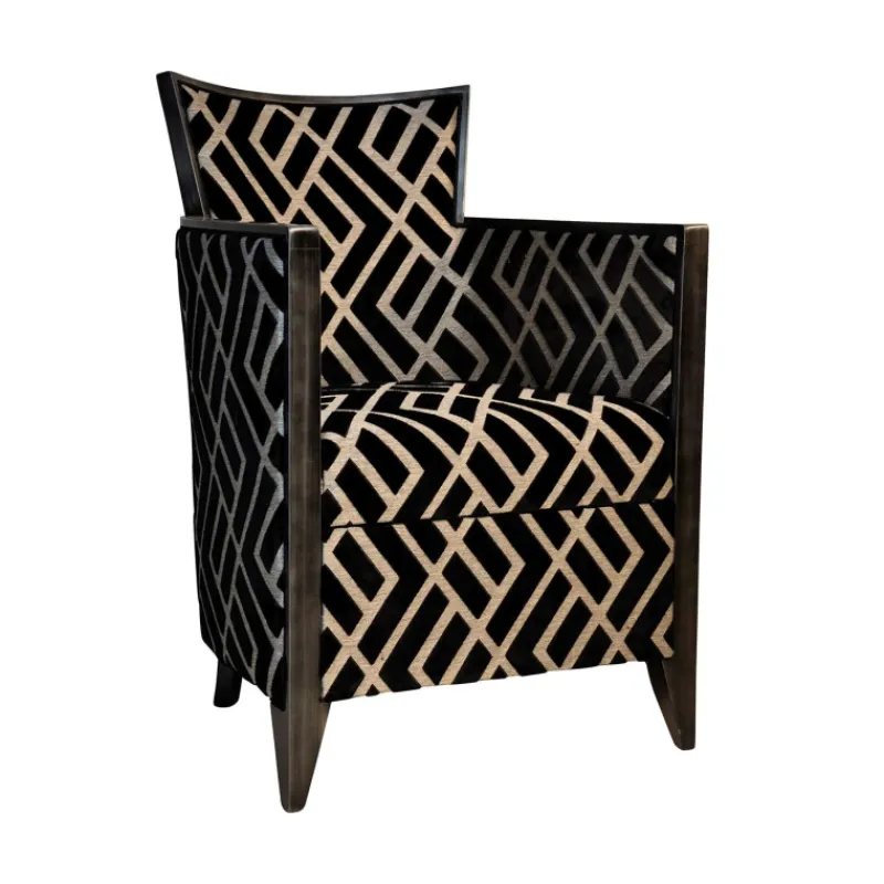 Paget Nathan Fauteuil art déco fabriqué en France en tissu et bois massif> Fauteuil De Salon