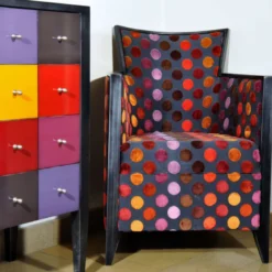 Paget Nathan Fauteuil art déco fabriqué en France en tissu et bois massif><noscript><img width=