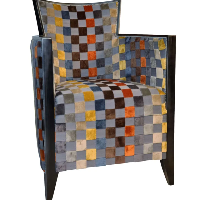 Paget Nathan Fauteuil art déco fabriqué en France en tissu et bois massif> Fauteuil De Salon