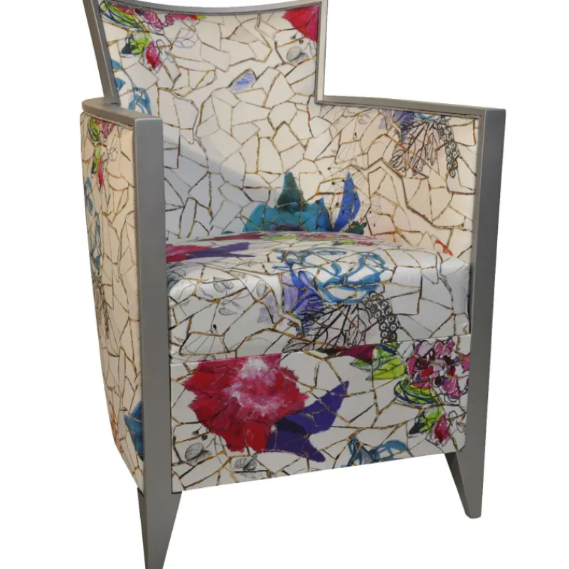 Paget Nathan Fauteuil art déco fabriqué en France en tissu et bois massif> Fauteuil De Salon