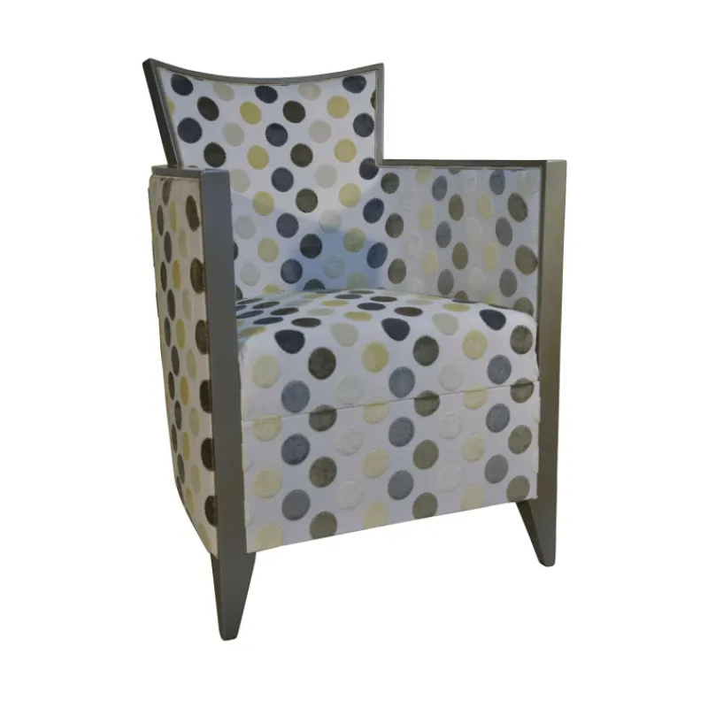 Paget Nathan Fauteuil art déco fabriqué en France en tissu et bois massif> Fauteuil De Salon