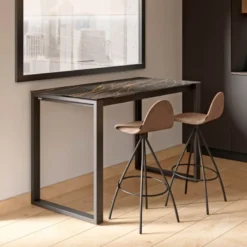 Cancio Neox Table snack en céramique avec pieds forme traineau en métal faible profondeur> Table De Cuisine|Table De Salle à Manger
