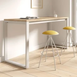 Cancio Neox Table snack en stratifié pieds forme traineau en métal faible profondeur><noscript><img width=