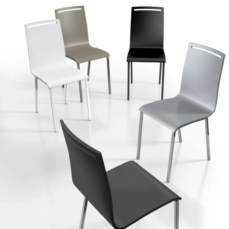 Cancio Nera Chaise moderne en métal et bois> Chaise De Cuisine