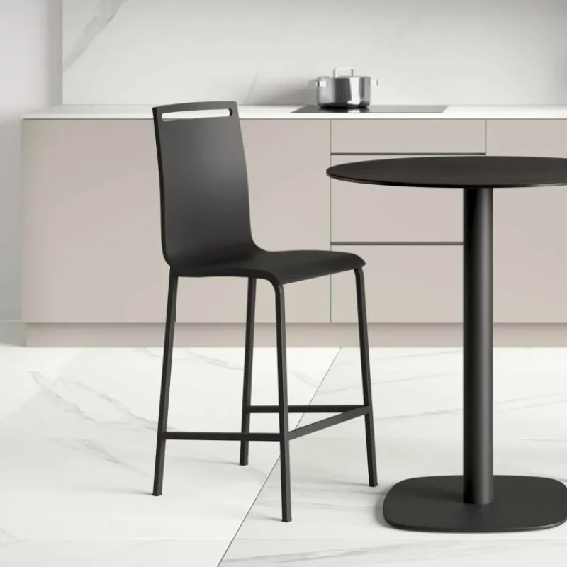 Cancio Nera Tabouret snack en métal et bois hauteur 65 cm> Tabouret Snack (assise +/- 65 Cm)|Tabouret De Bar (assise +/- 80 Cm)