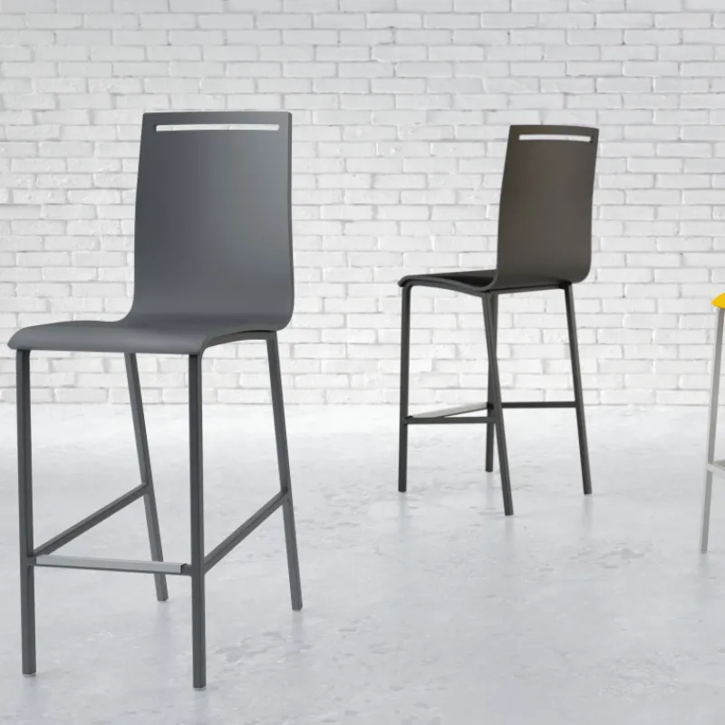 Cancio Nera Tabouret snack en métal et bois hauteur 65 cm> Tabouret Snack (assise +/- 65 Cm)|Tabouret De Bar (assise +/- 80 Cm)
