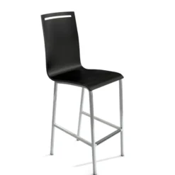 Cancio Nera Tabouret snack en métal et bois hauteur 65 cm><noscript><img width=