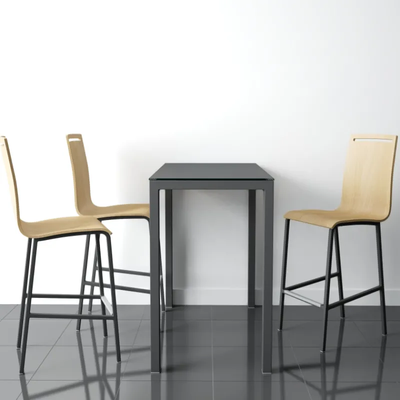Cancio Nera Tabouret snack en métal et bois hauteur 65 cm> Tabouret Snack (assise +/- 65 Cm)|Tabouret De Bar (assise +/- 80 Cm)