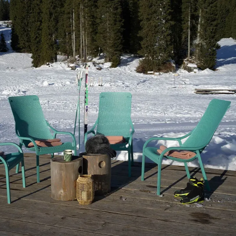 Net Lounge Fauteuil lounge extérieur en polypropylène recyclable empilable> Fauteuil De Jardin