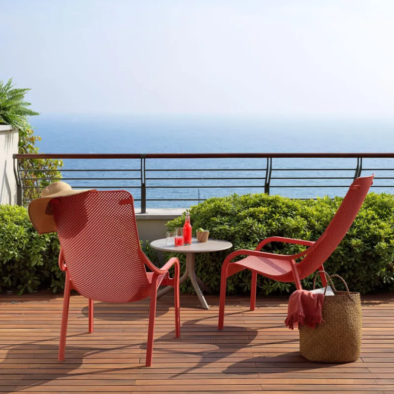 Net Lounge Fauteuil lounge extérieur en polypropylène recyclable empilable> Fauteuil De Jardin