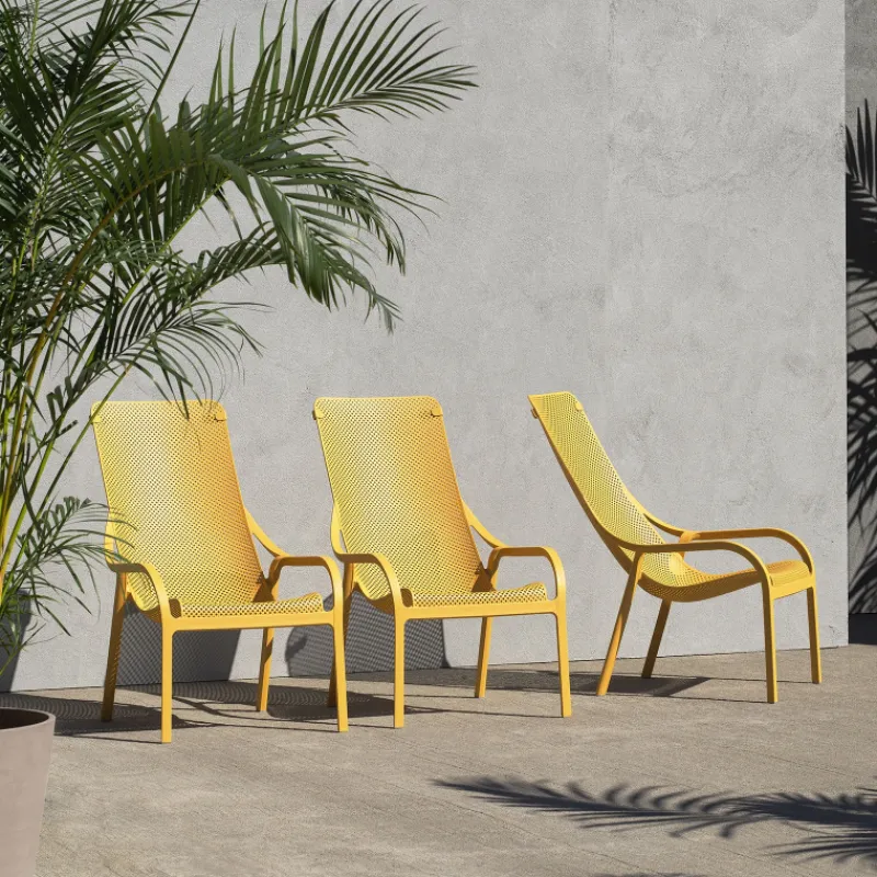 Net Lounge Fauteuil lounge extérieur en polypropylène recyclable empilable> Fauteuil De Jardin