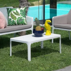 Net Table basse de jardin moderne avec plateau micro perforé 100 x 60 cm> Table De Jardin