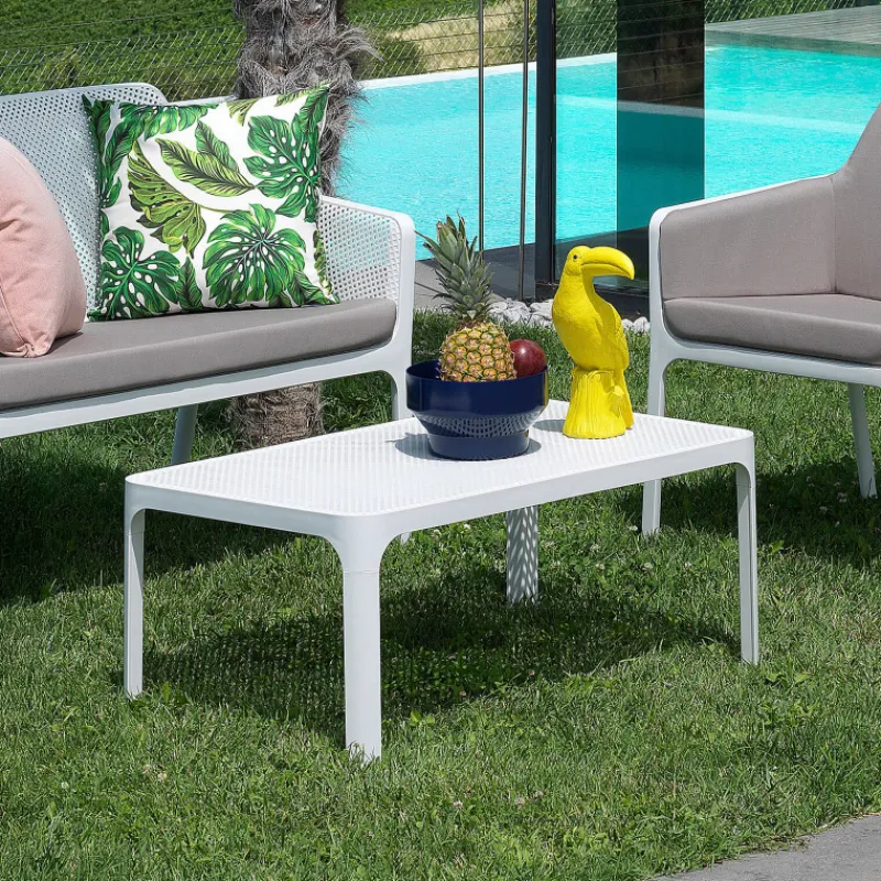 Net Table basse de jardin moderne avec plateau micro perforé 100 x 60 cm> Table De Jardin