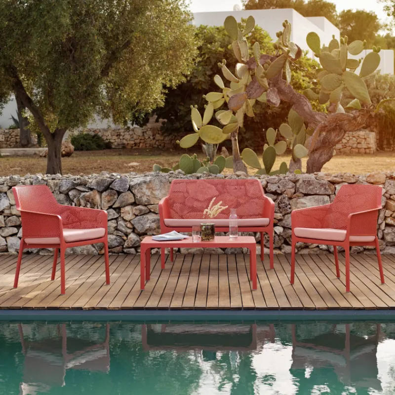 Net Table basse de jardin moderne avec plateau micro perforé 100 x 60 cm> Table De Jardin