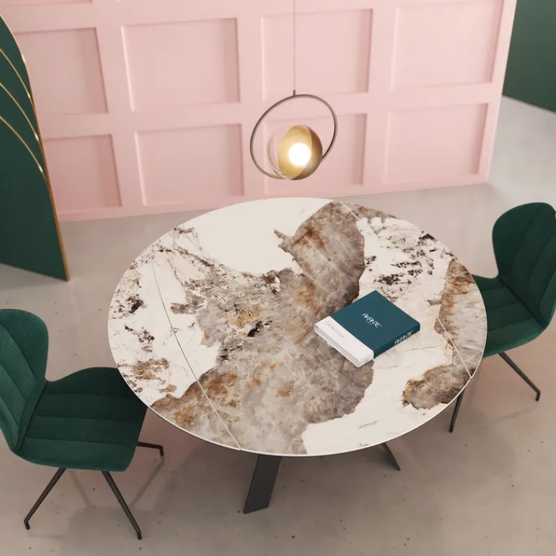 Akante New AustinTable moderne en céramique extensible avec pieds en métal noir> Table De Salle à Manger