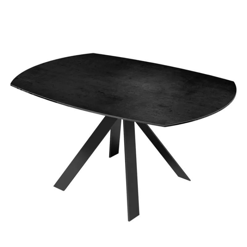 Akante New AustinTable moderne en céramique extensible avec pieds en métal noir> Table De Salle à Manger