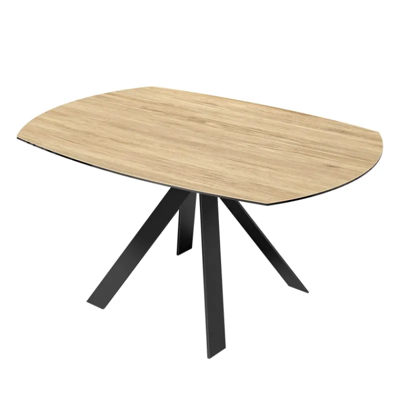 Akante New AustinTable moderne en céramique extensible avec pieds en métal noir> Table De Salle à Manger