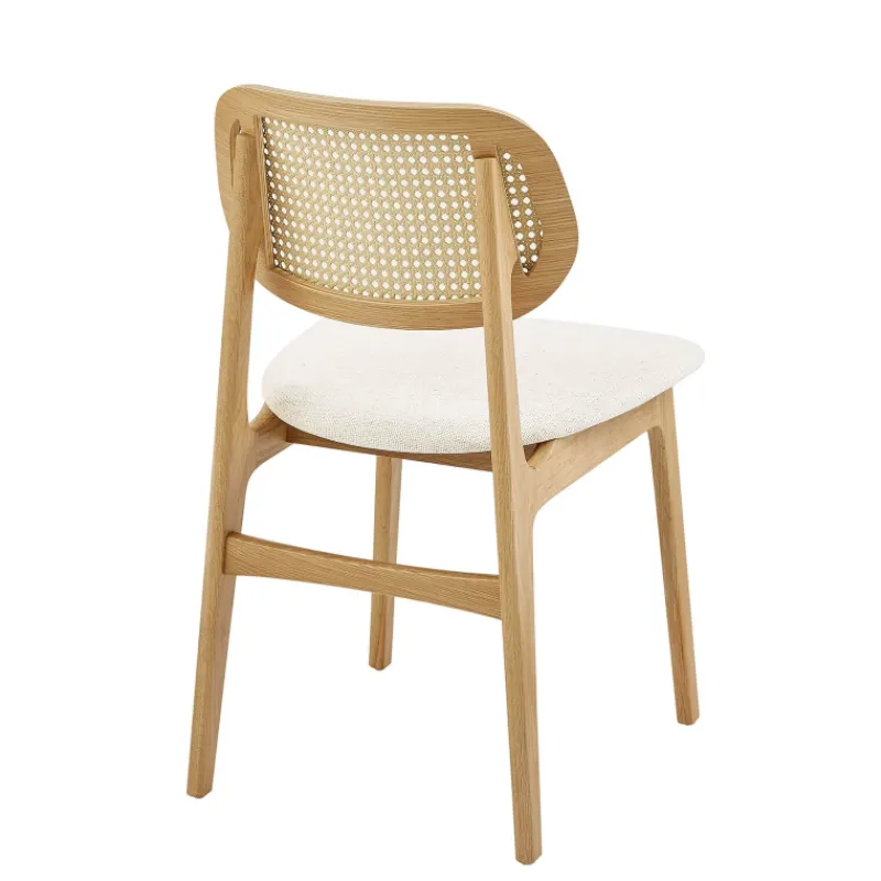 NinaChaise en bois avec dossier en cannage et assise tissu> Chaise De Salle à Manger|Chaise Salon