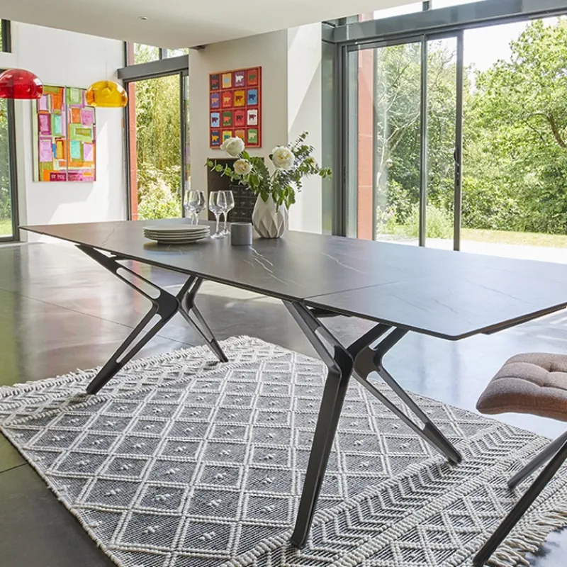 Couture Nova Table céramique design extensible pieds en X> Table De Salle à Manger