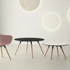 Cancio Nuba mini Table basse ronde en céramique avec pieds en bois><noscript><img width=