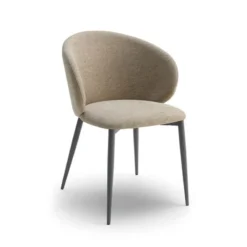 Europea Odette Fauteuil moderne dossier incurvé en tissu pieds en métal> Chaise De Salle à Manger|Fauteuil De Salon