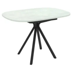 Perfecta Onyx Table snack extensible carrée avec bords arrondis en stratifié et pieds métal><noscript><img width=