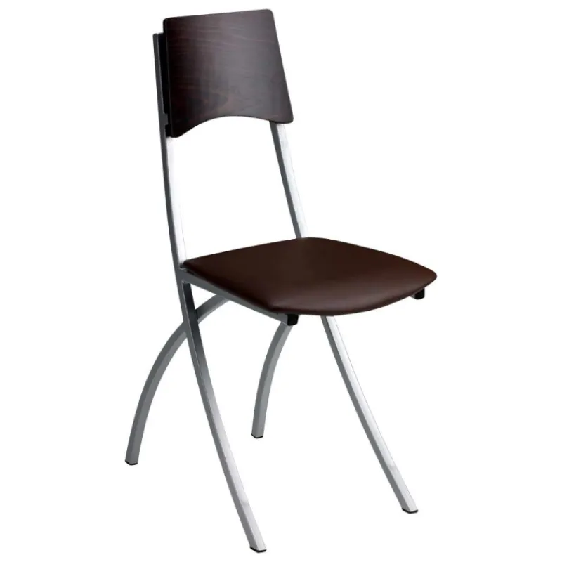Carrier Ophélie ® Chaise de cuisine en métal et synthétique dossier bois wengé> Chaise De Cuisine