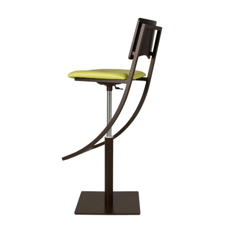 Carrier Ophélie ® Tabouret réglable en métal et synthétique dossier bois wengé> Tabouret Snack (assise +/- 65 Cm)|Tabouret De Bar (assise +/- 80 Cm)