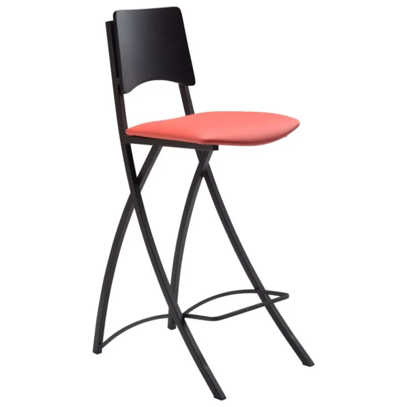 Carrier Ophélie ® Tabouret snack contemporain pliant en métal et synthétique dossier bois wengé> Tabouret Snack (assise +/- 65 Cm)|Tabouret De Bar (assise +/- 80 Cm)