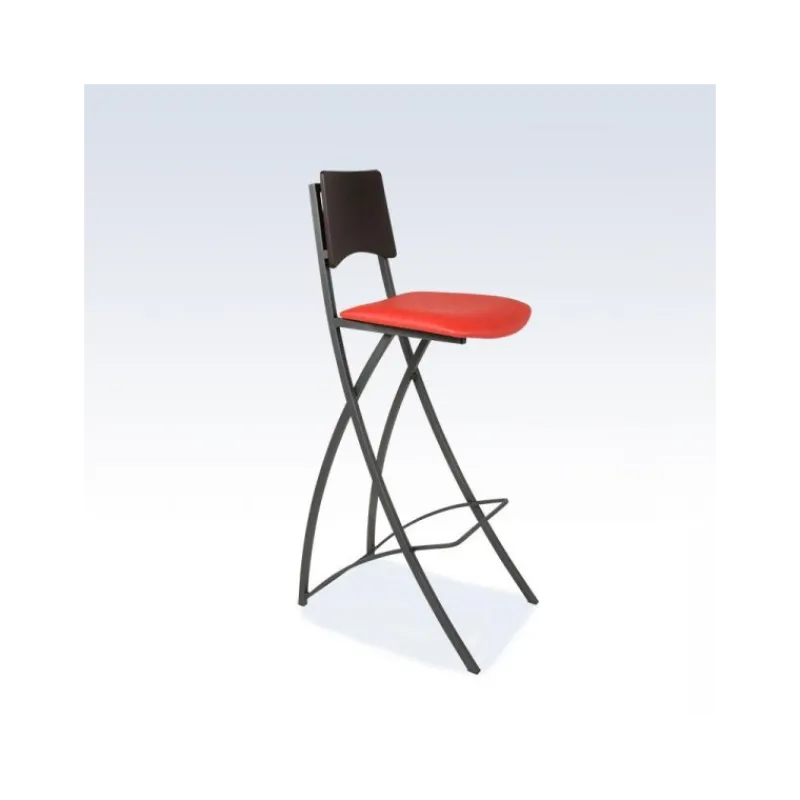 Carrier Ophélie ® Tabouret snack contemporain pliant en métal et synthétique dossier bois wengé> Tabouret Snack (assise +/- 65 Cm)|Tabouret De Bar (assise +/- 80 Cm)