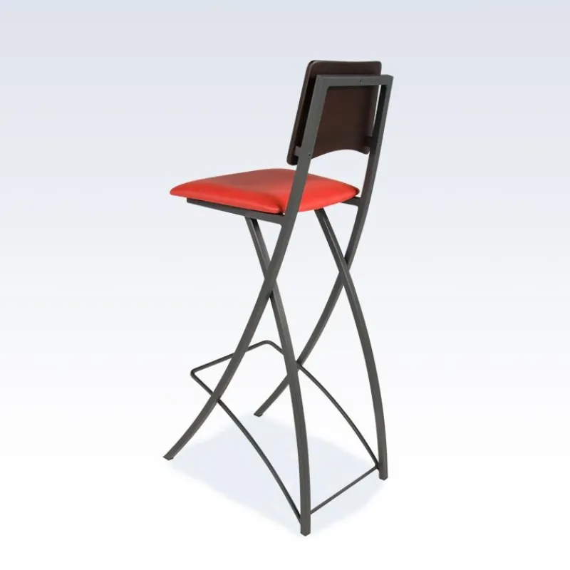 Carrier Ophélie ® Tabouret snack contemporain pliant en métal et synthétique dossier bois wengé> Tabouret Snack (assise +/- 65 Cm)|Tabouret De Bar (assise +/- 80 Cm)