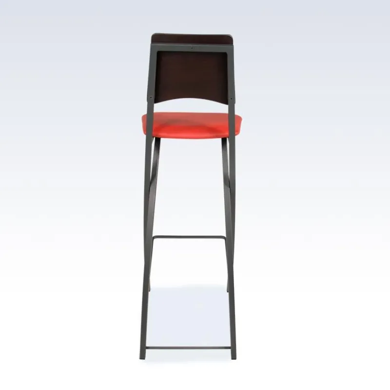 Carrier Ophélie ® Tabouret snack contemporain pliant en métal et synthétique dossier bois wengé> Tabouret Snack (assise +/- 65 Cm)|Tabouret De Bar (assise +/- 80 Cm)