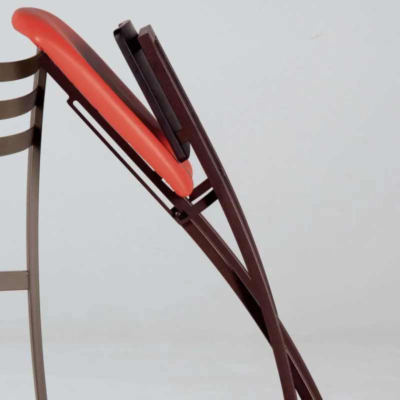 Carrier Ophélie ® Tabouret snack contemporain pliant en métal et synthétique dossier bois wengé> Tabouret Snack (assise +/- 65 Cm)|Tabouret De Bar (assise +/- 80 Cm)