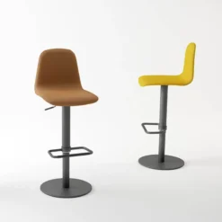 Cancio Orange Tabouret réglable en synthétique avec repose> Tabouret Snack (assise +/- 65 Cm)|Tabouret De Bar (assise +/- 80 Cm)