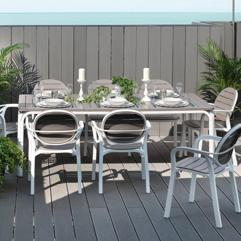 Palma Fauteuil de jardin en polypropylène coloris blanc et taupe> Chaise De Jardin|Fauteuil De Jardin