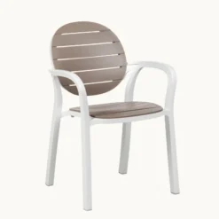 Palma Fauteuil de jardin en polypropylène coloris blanc et taupe><noscript><img width=
